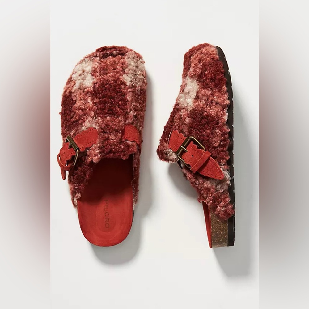 Anthropologie Pilcro Plaid Sherpa Clogs Size 9